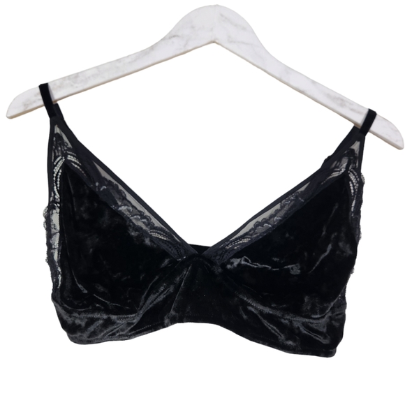 SOMA Bralette Womens Extra Large Black Velvet Illusion Bra Lace Mesh Wireless XL - Picture 4 of 8